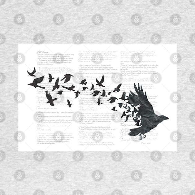 Vintage Style Print with Poem Text Edgar Alan Poe: Edgar Alan Crow by SFDesignstudio